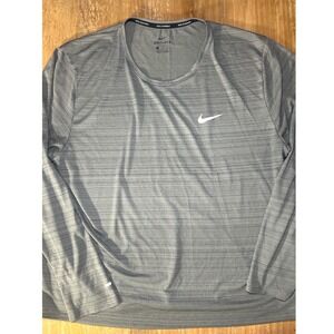 Nike Running Dri-FIT Long Sleeve Shirt Mens XL Gray Heathered Performance Top